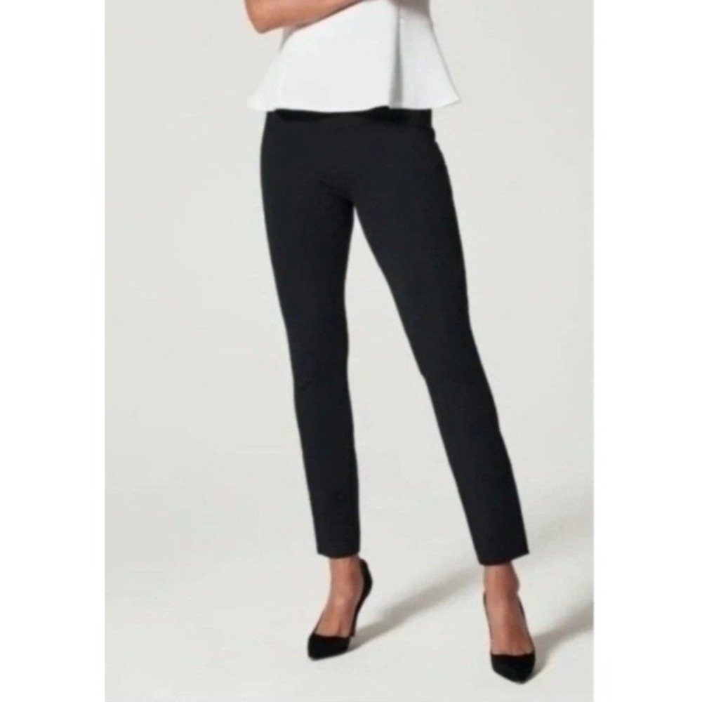 Spanx The Perfect Fit Straight Ankle Pants Womens M Black Travel Office Pull On